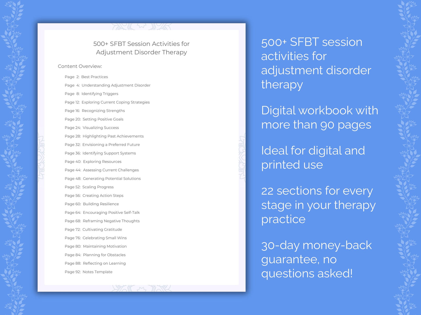 Adjustment Disorder Solution-Focused Brief Therapy (SFBT) Therapist Worksheets