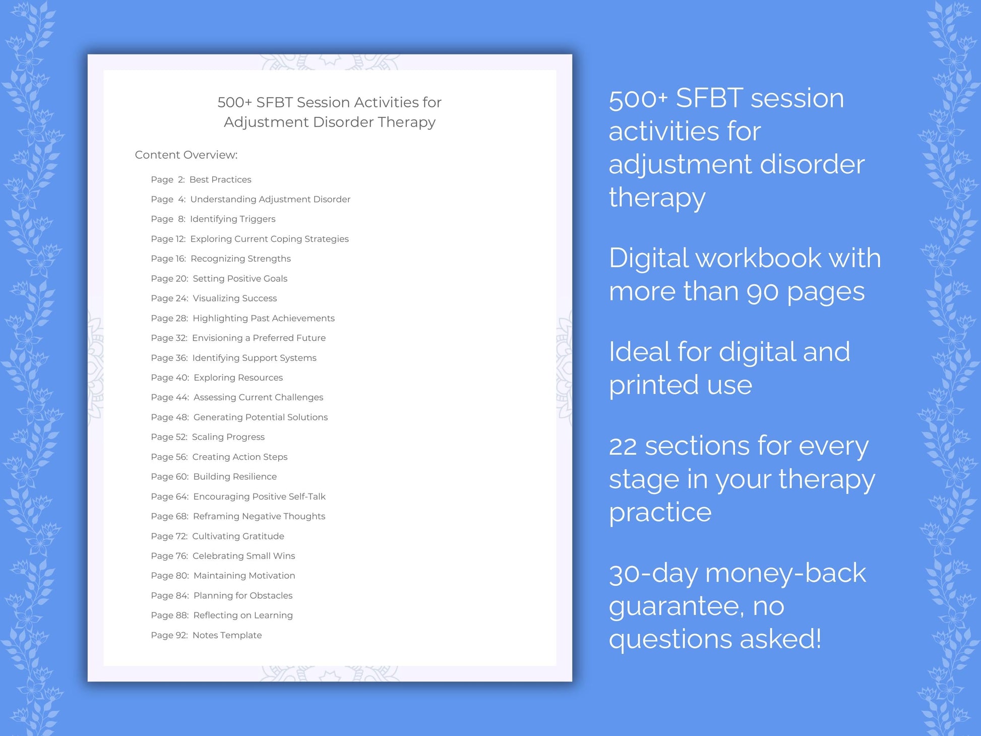Adjustment Disorder Solution-Focused Brief Therapy (SFBT) Therapist Worksheets