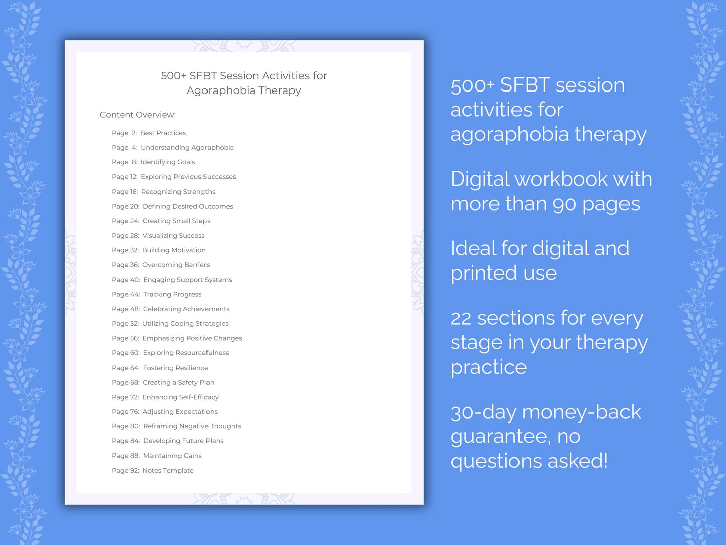 Agoraphobia Solution-Focused Brief Therapy (SFBT) Therapist Worksheets