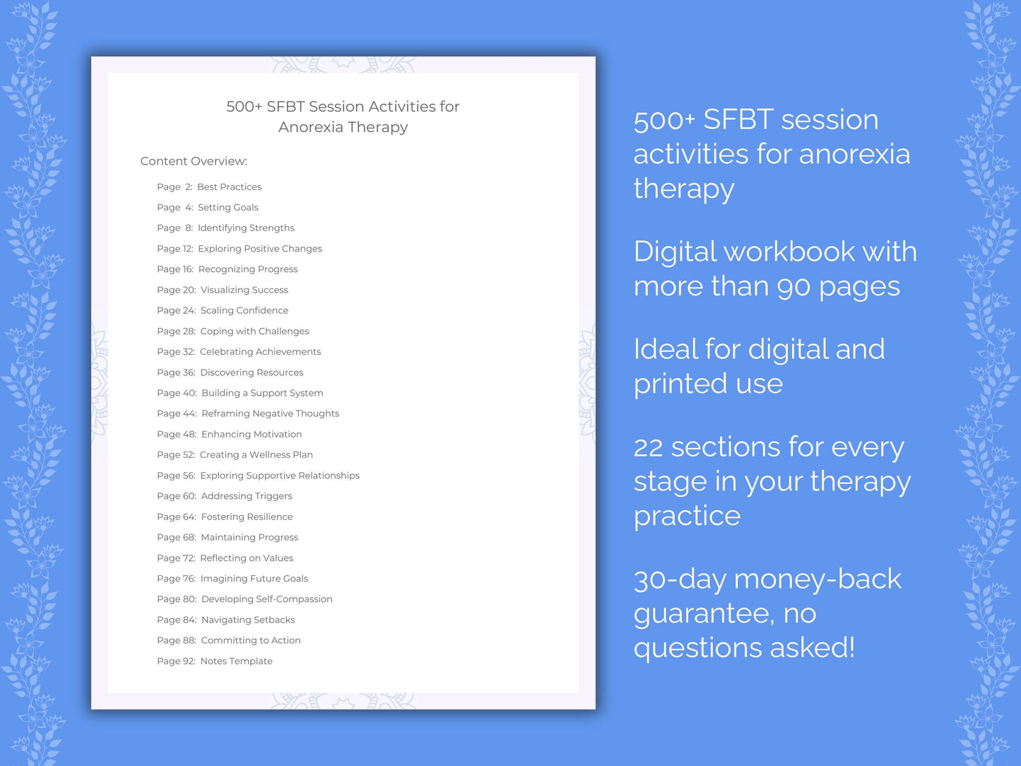 Anorexia Solution-Focused Brief Therapy (SFBT) Therapist Worksheets