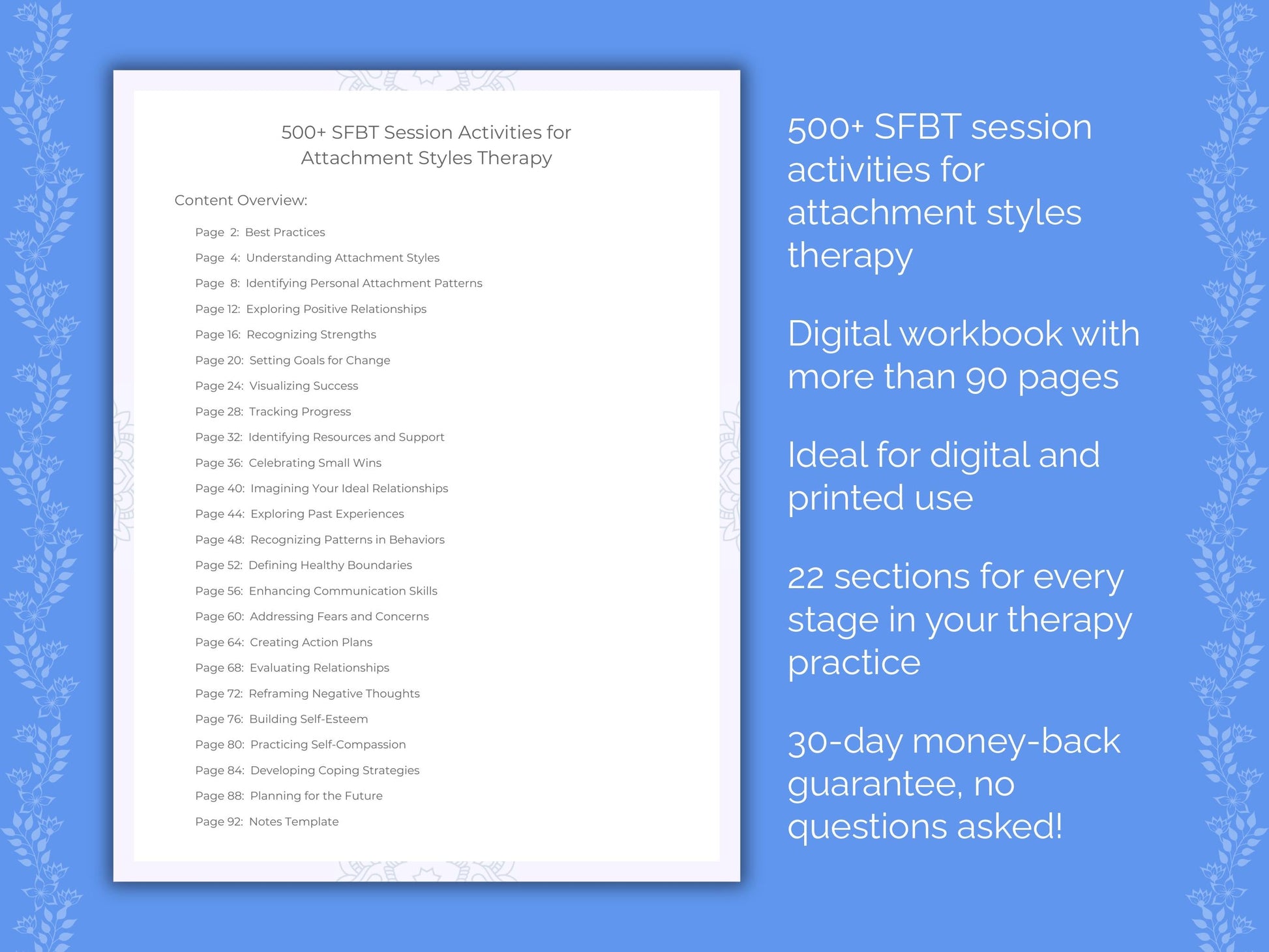 Attachment Styles Solution-Focused Brief Therapy (SFBT) Therapist Worksheets
