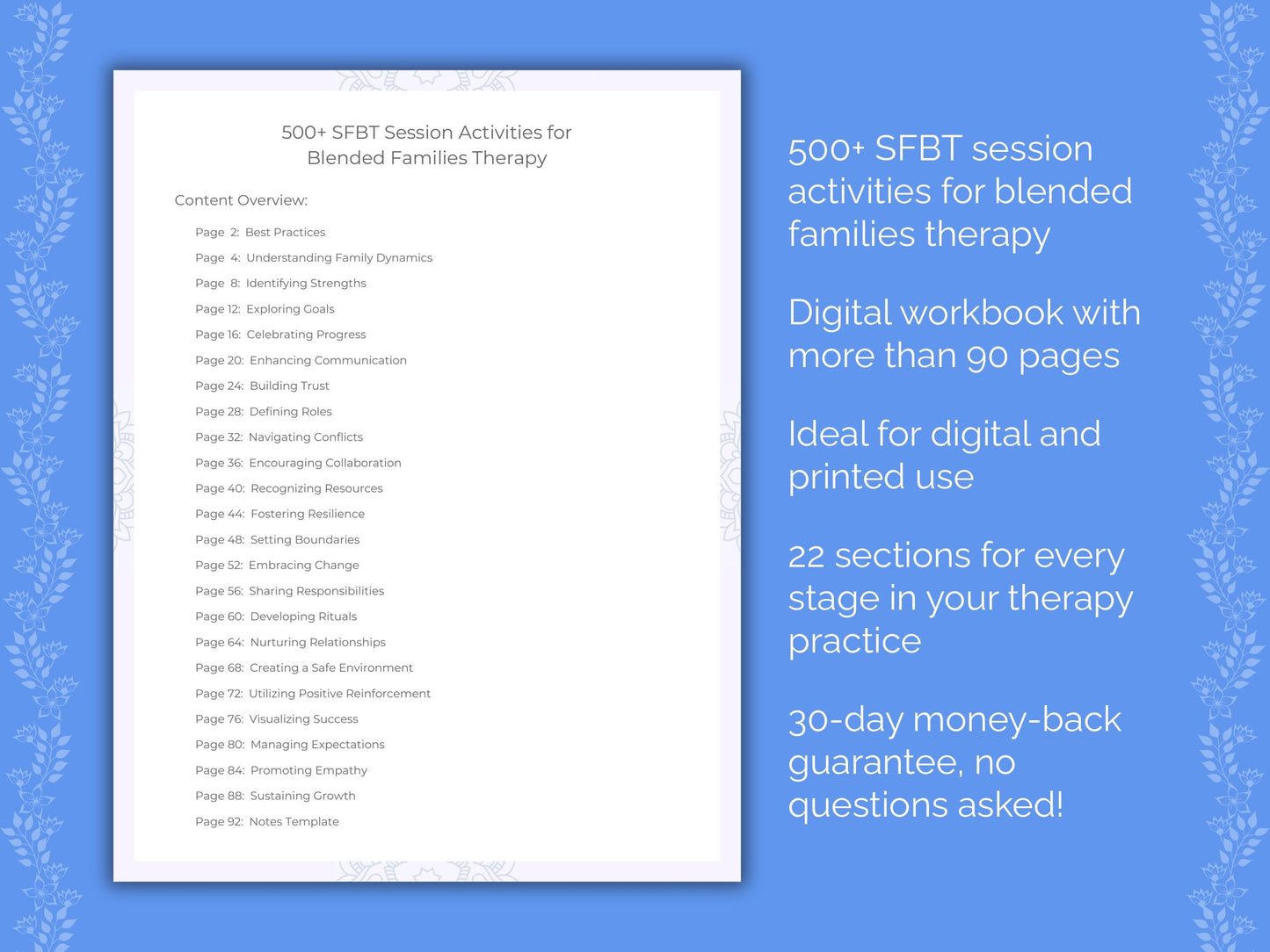Blended Families Solution-Focused Brief Therapy (SFBT) Therapist Worksheets