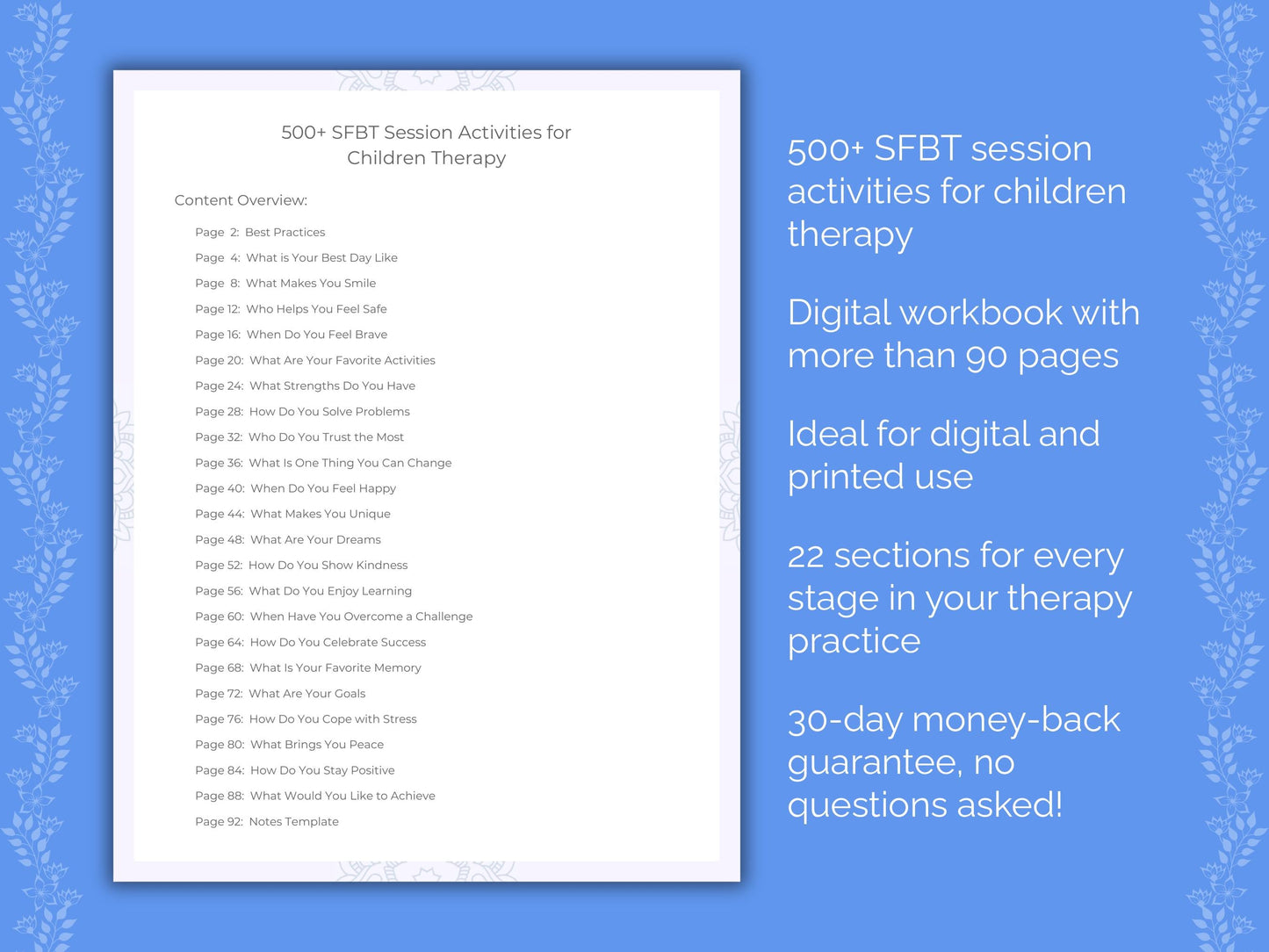 Children Solution-Focused Brief Therapy (SFBT) Therapist Worksheets