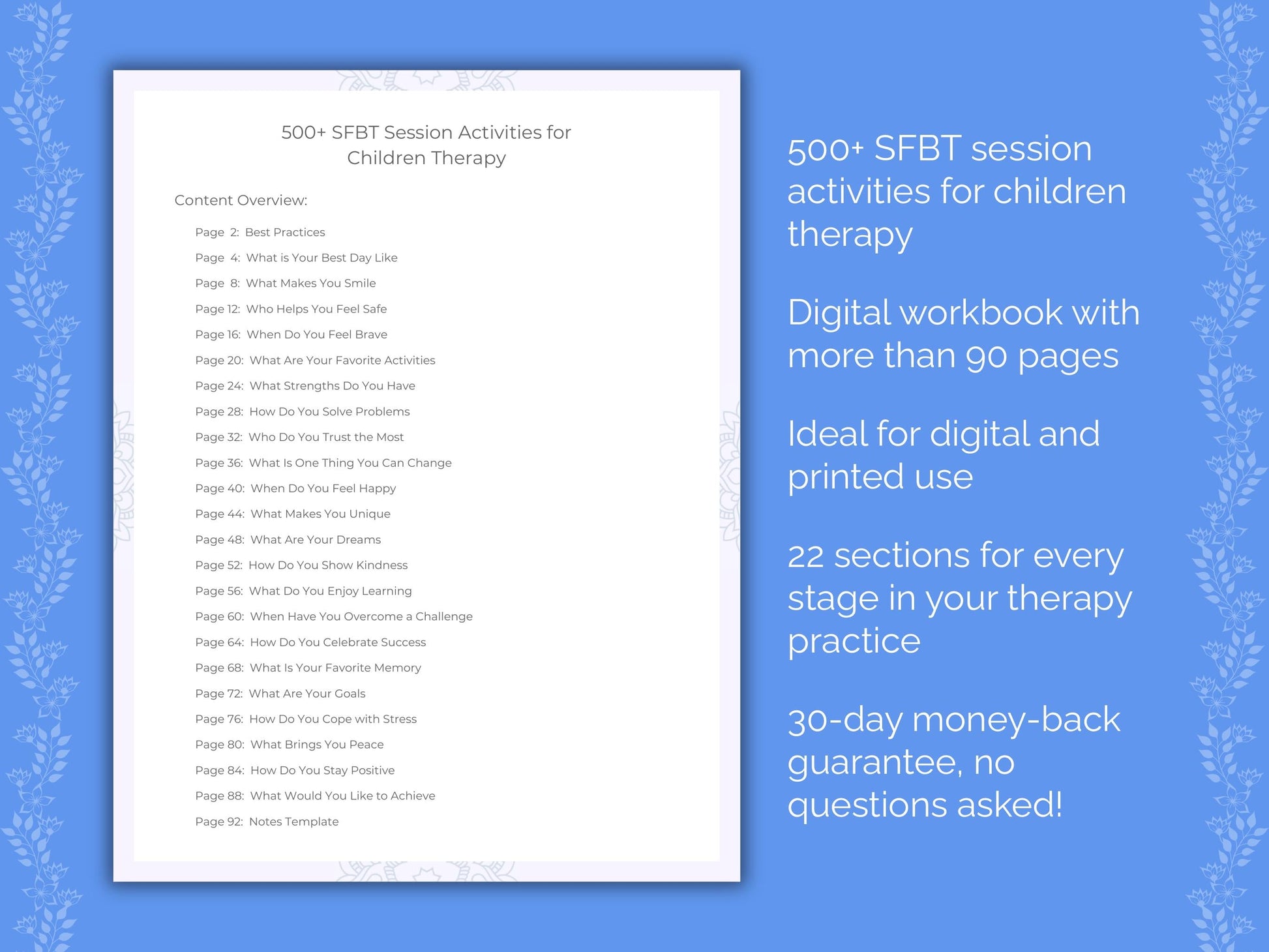Children Solution-Focused Brief Therapy (SFBT) Therapist Worksheets