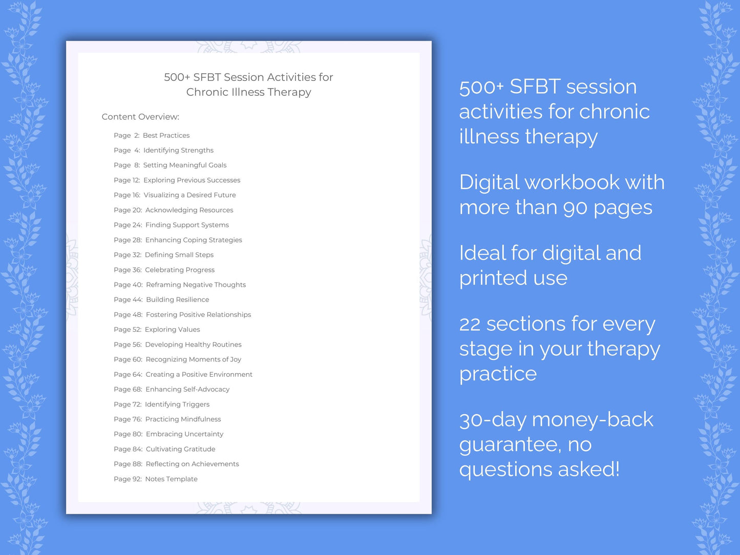 Chronic Illness Solution-Focused Brief Therapy (SFBT) Therapist Worksheets