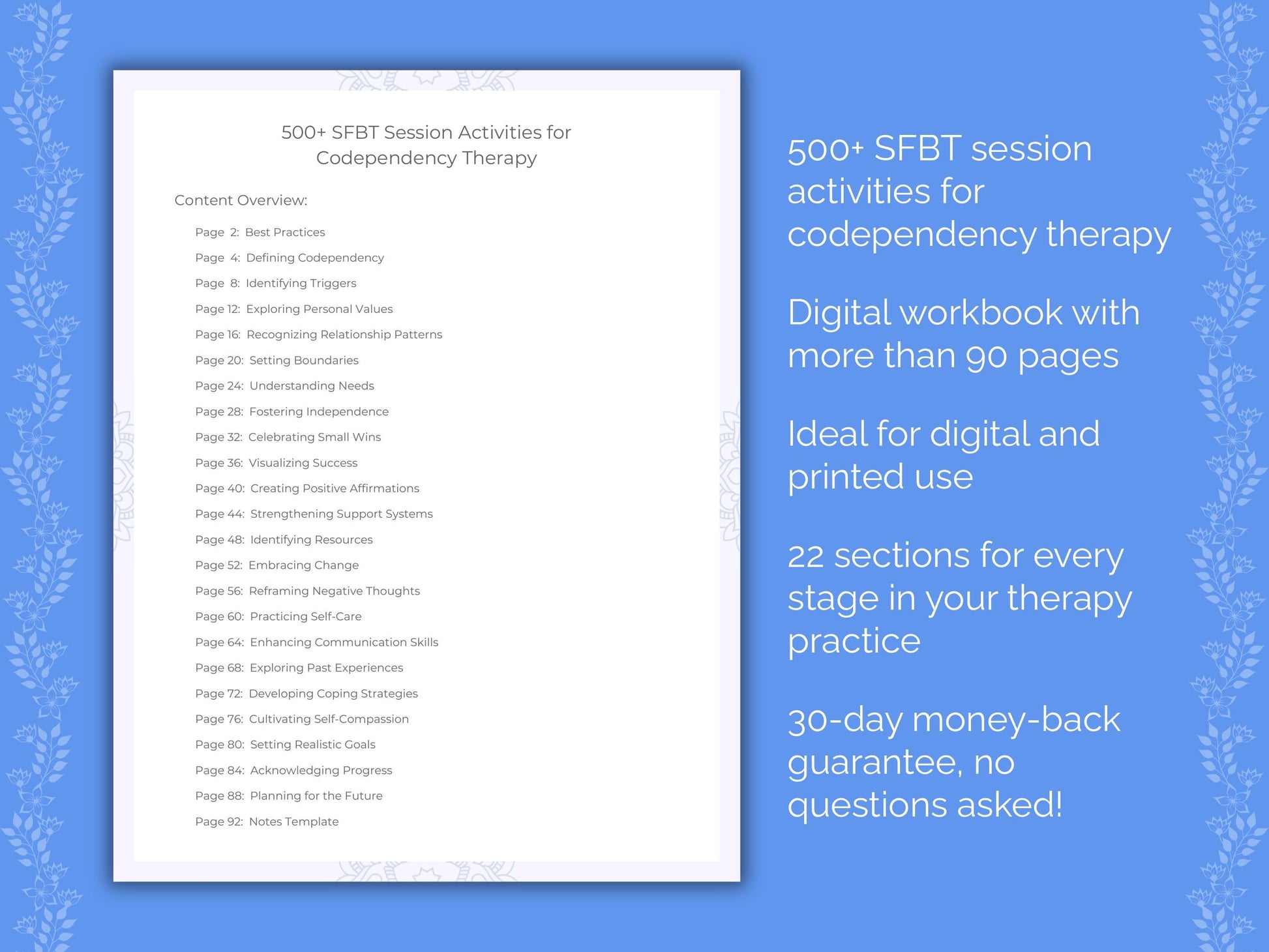 Codependency Solution-Focused Brief Therapy (SFBT) Therapist Worksheets
