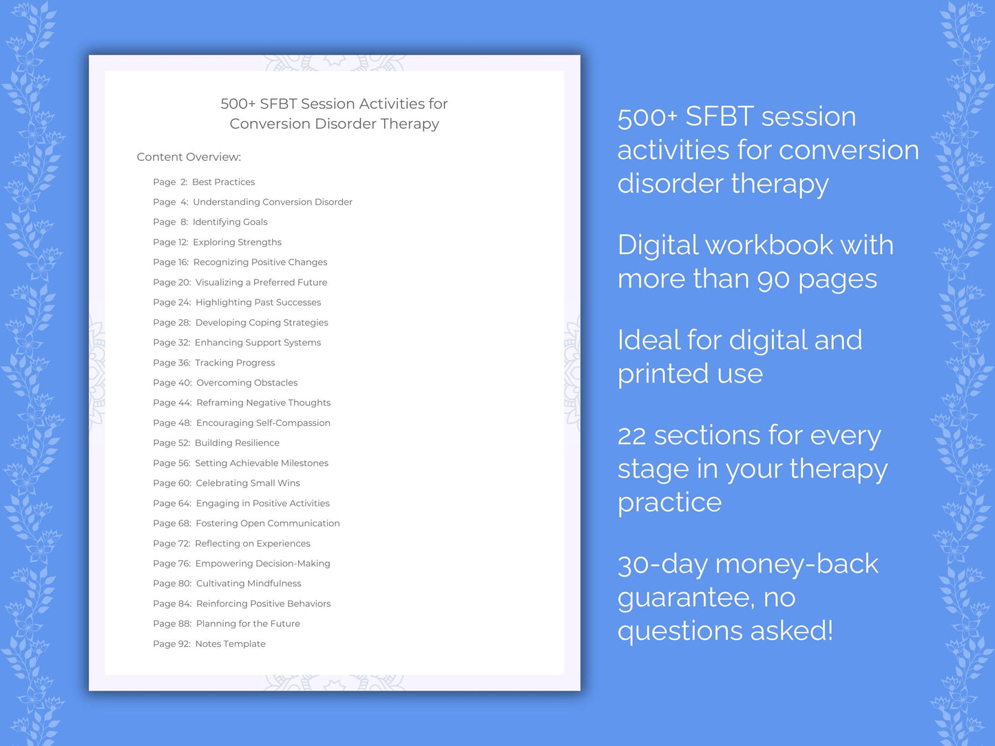 Conversion Disorder Solution-Focused Brief Therapy (SFBT) Therapist Worksheets