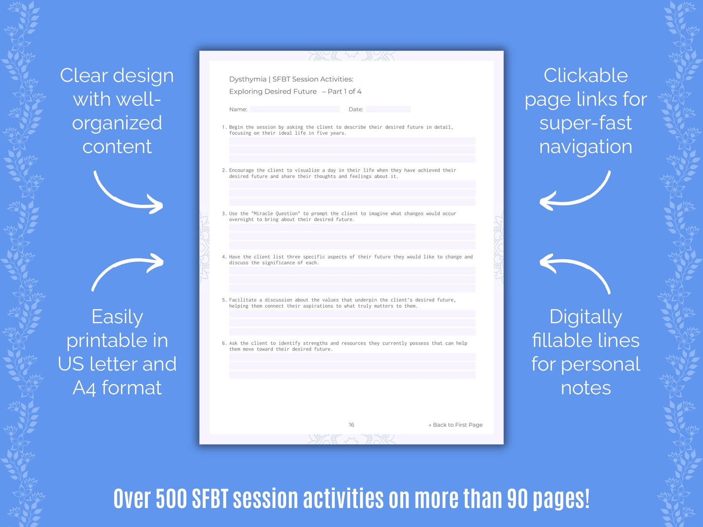 Dysthymia Solution-Focused Brief Therapy (SFBT) Counseling Templates