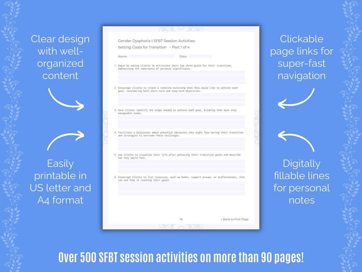 Gender Dysphoria Solution-Focused Brief Therapy (SFBT) Counseling Templates