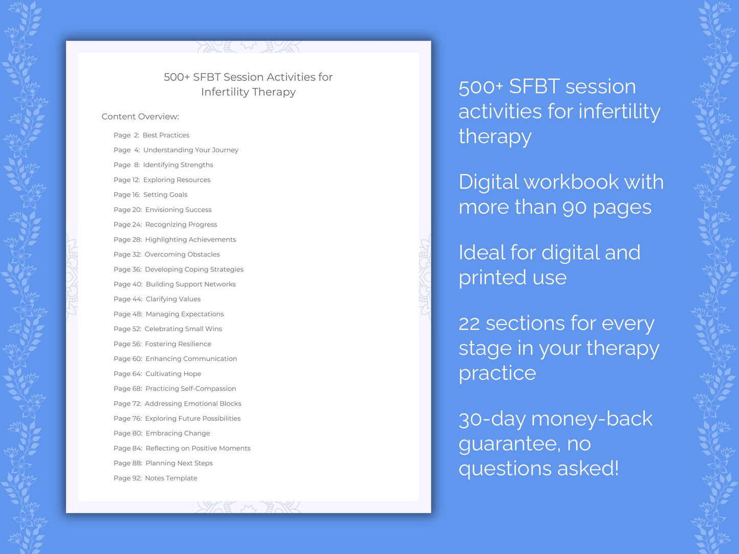 Infertility Solution-Focused Brief Therapy (SFBT) Therapist Worksheets