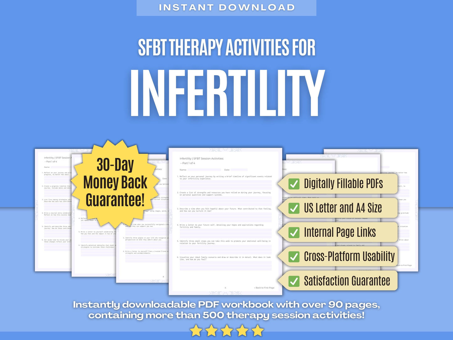 Infertility Solution-Focused Brief Therapy (SFBT) Psychology Workbooks