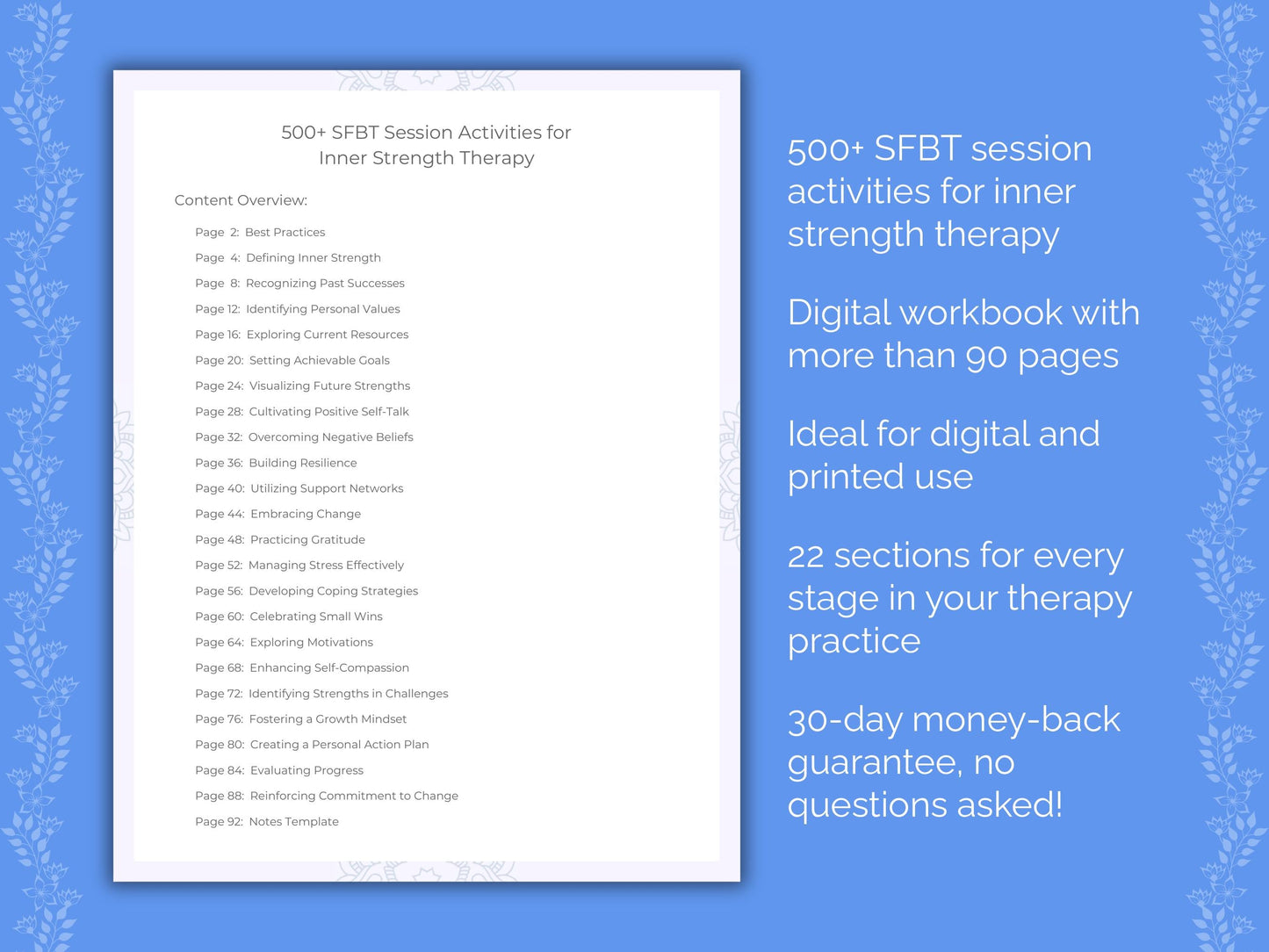Inner Strength Solution-Focused Brief Therapy (SFBT) Therapist Worksheets