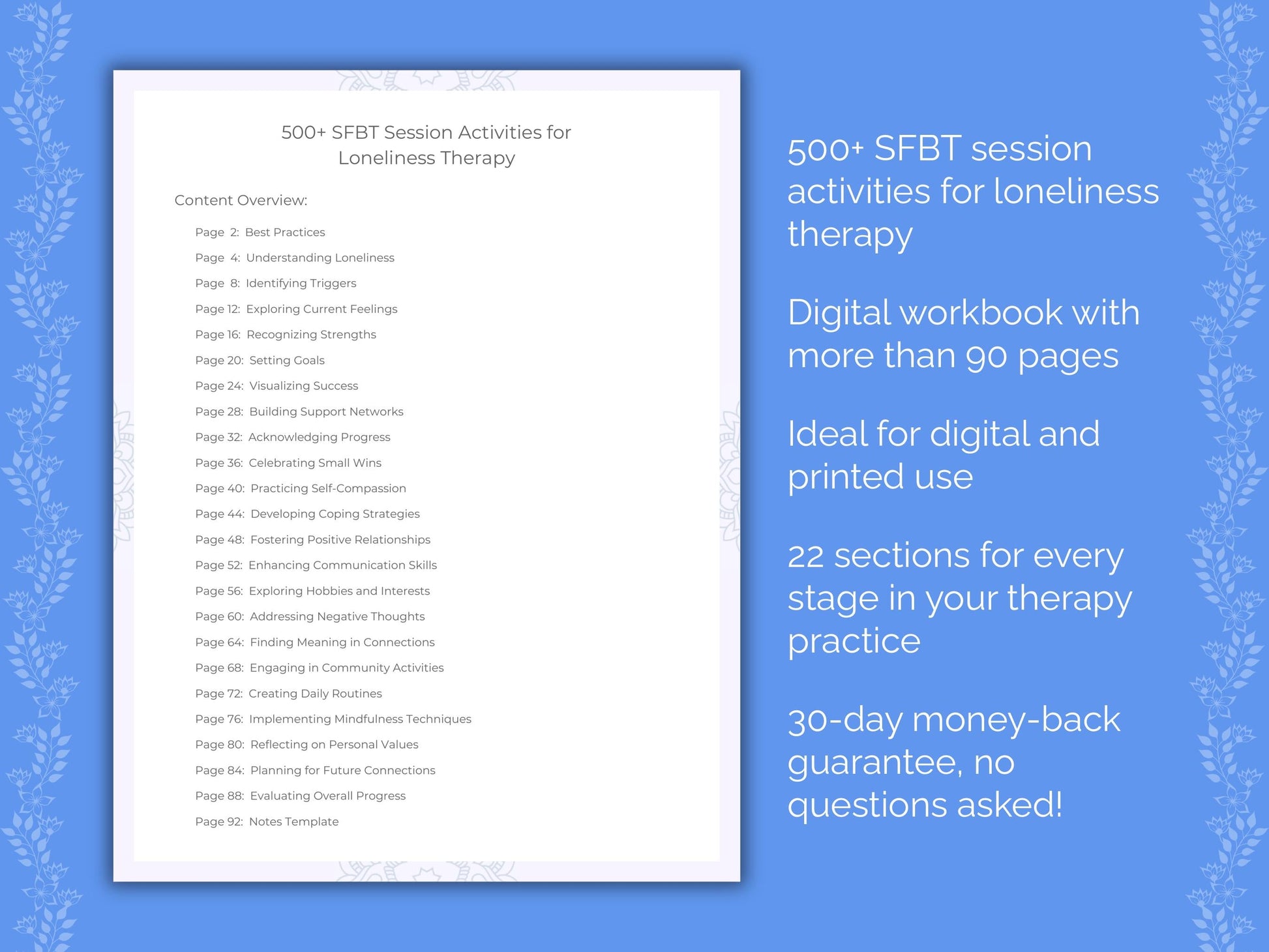 Loneliness Solution-Focused Brief Therapy (SFBT) Therapist Worksheets