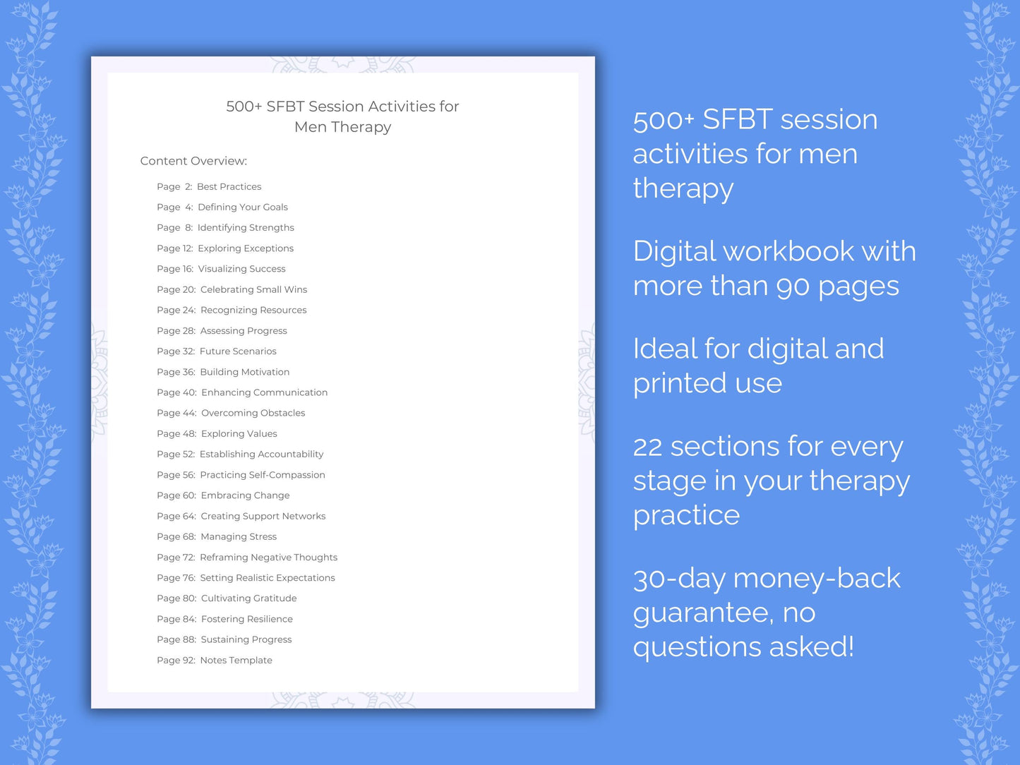 Men Solution-Focused Brief Therapy (SFBT) Therapist Worksheets
