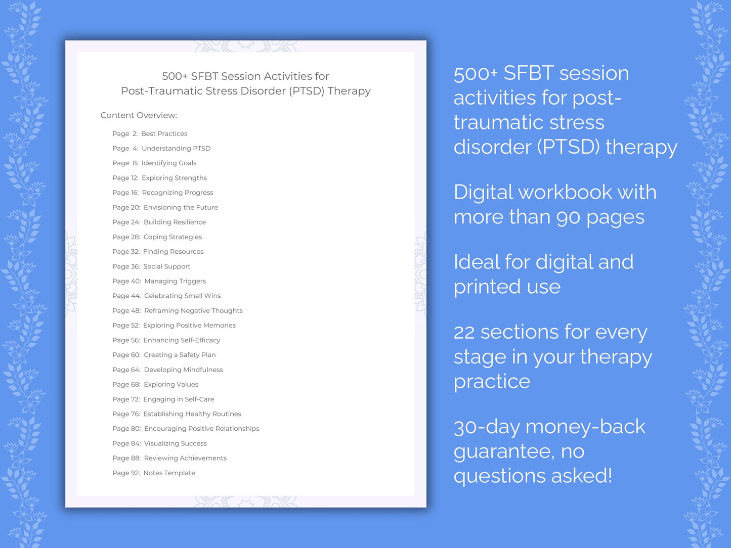 Post-Traumatic Stress Disorder (PTSD) Solution-Focused Brief Therapy (SFBT) Therapist Worksheets