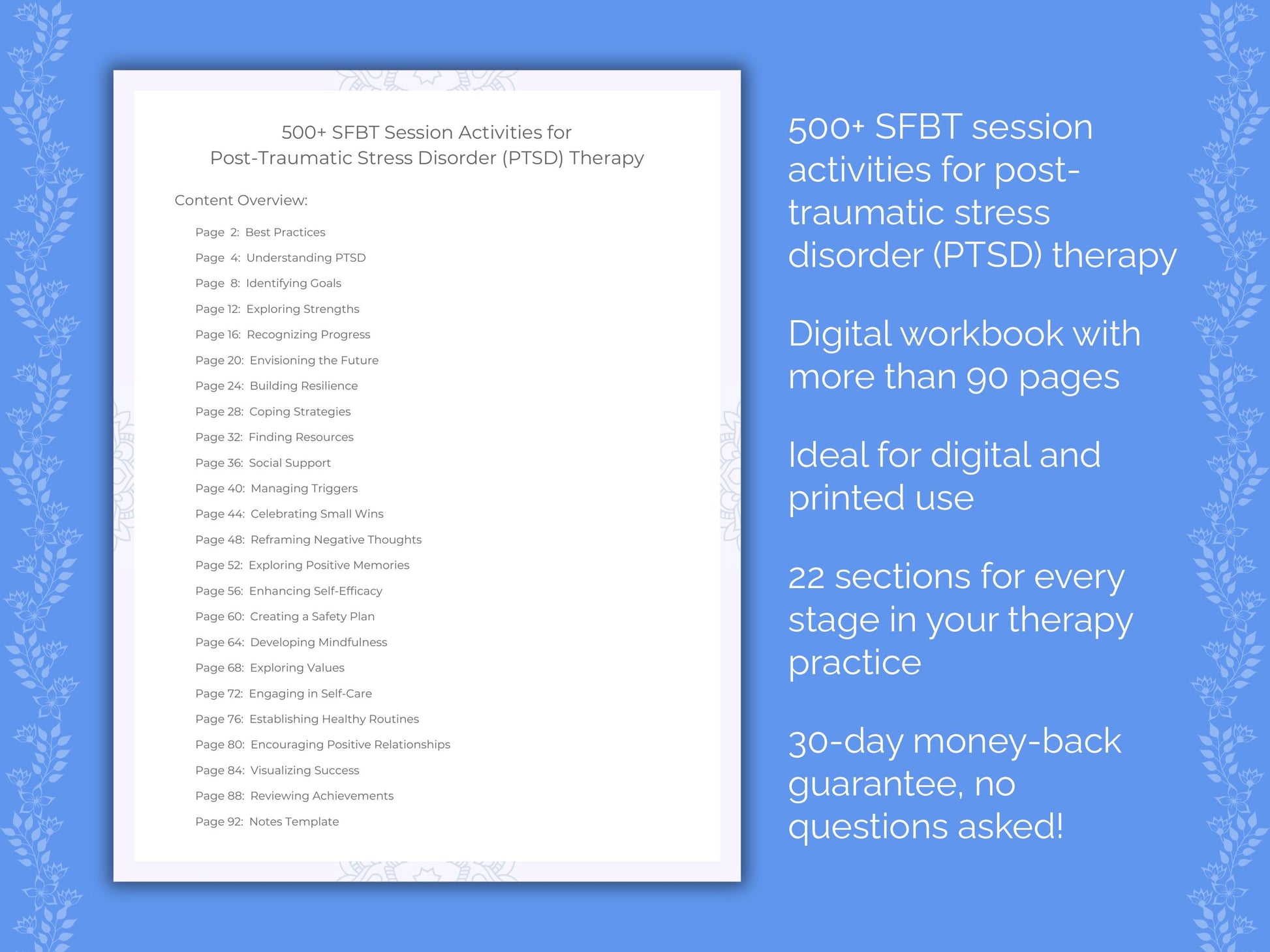 Post-Traumatic Stress Disorder (PTSD) Solution-Focused Brief Therapy (SFBT) Therapist Worksheets