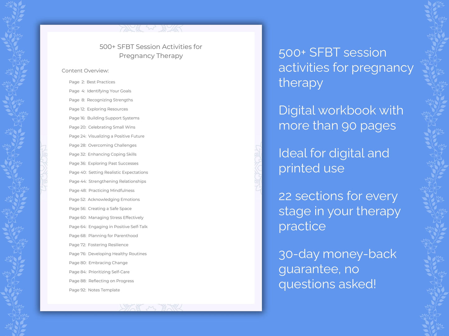 Pregnancy Solution-Focused Brief Therapy (SFBT) Therapist Worksheets