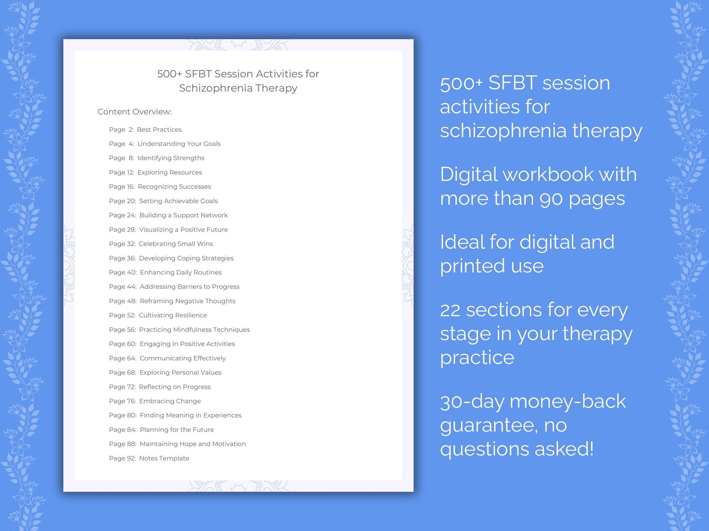 Schizophrenia Solution-Focused Brief Therapy (SFBT) Therapist Worksheets