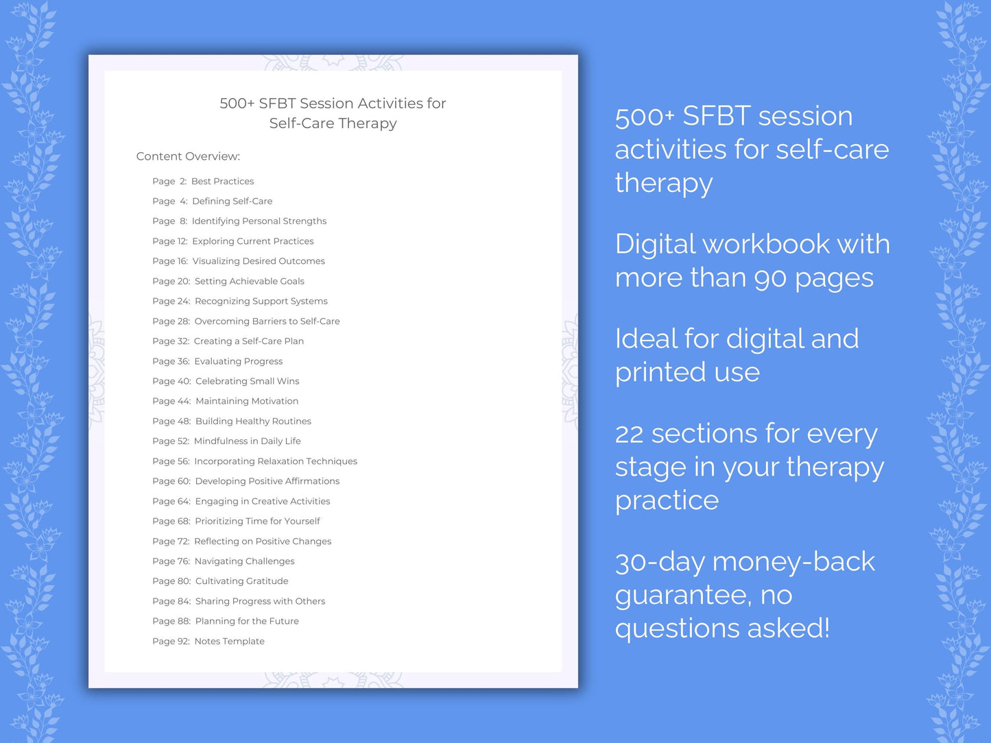 Self-Care Solution-Focused Brief Therapy (SFBT) Therapist Worksheets