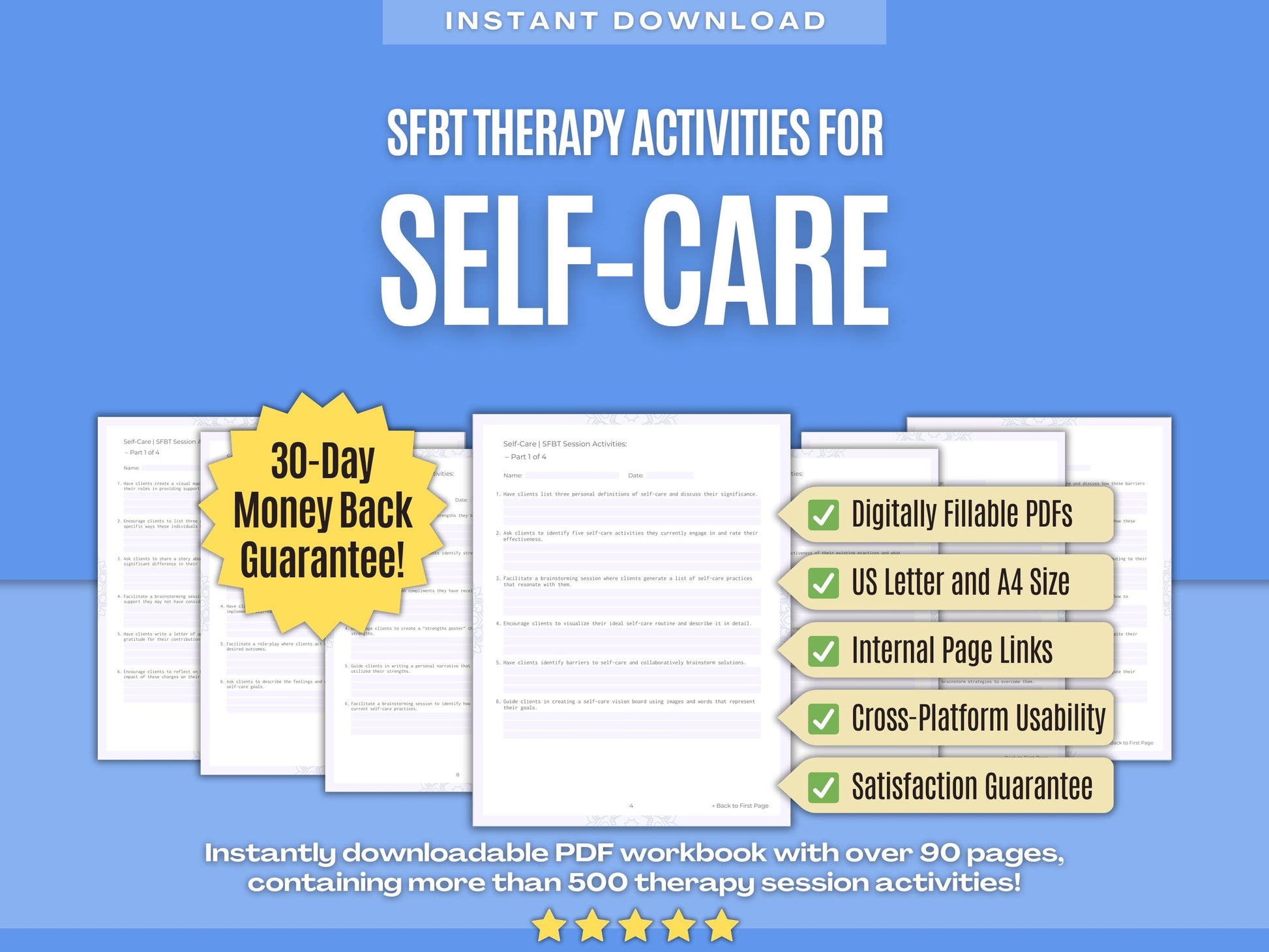 Self-Care Solution-Focused Brief Therapy (SFBT) Psychology Workbooks