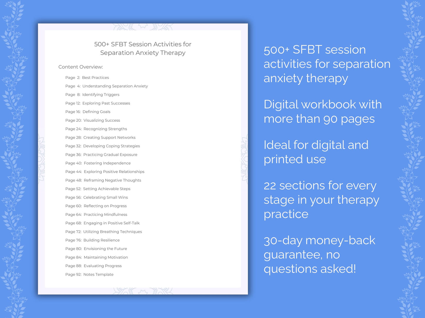 Separation Anxiety Solution-Focused Brief Therapy (SFBT) Therapist Worksheets
