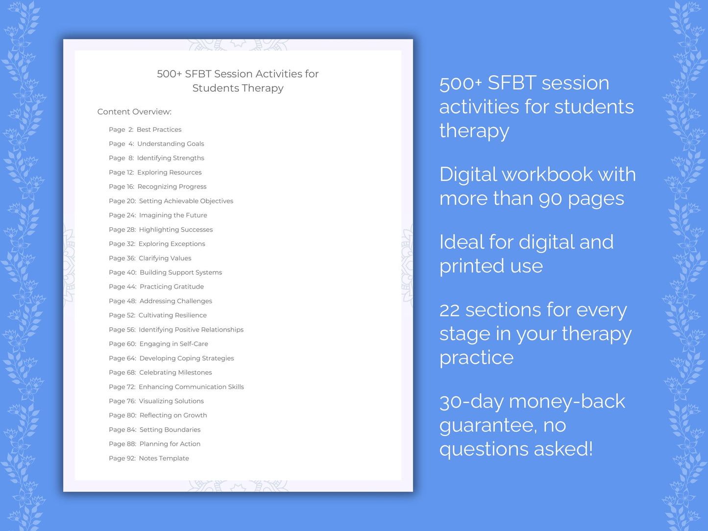 Students Solution-Focused Brief Therapy (SFBT) Therapist Worksheets