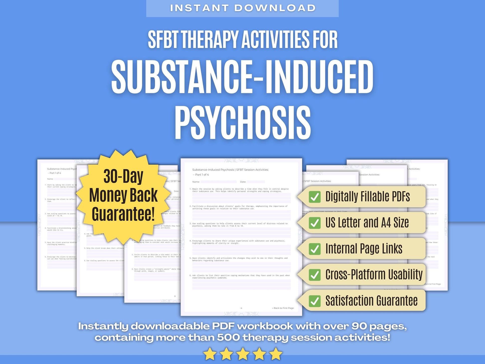 Substance-Induced Psychosis Solution-Focused Brief Therapy (SFBT) Psychology Workbooks