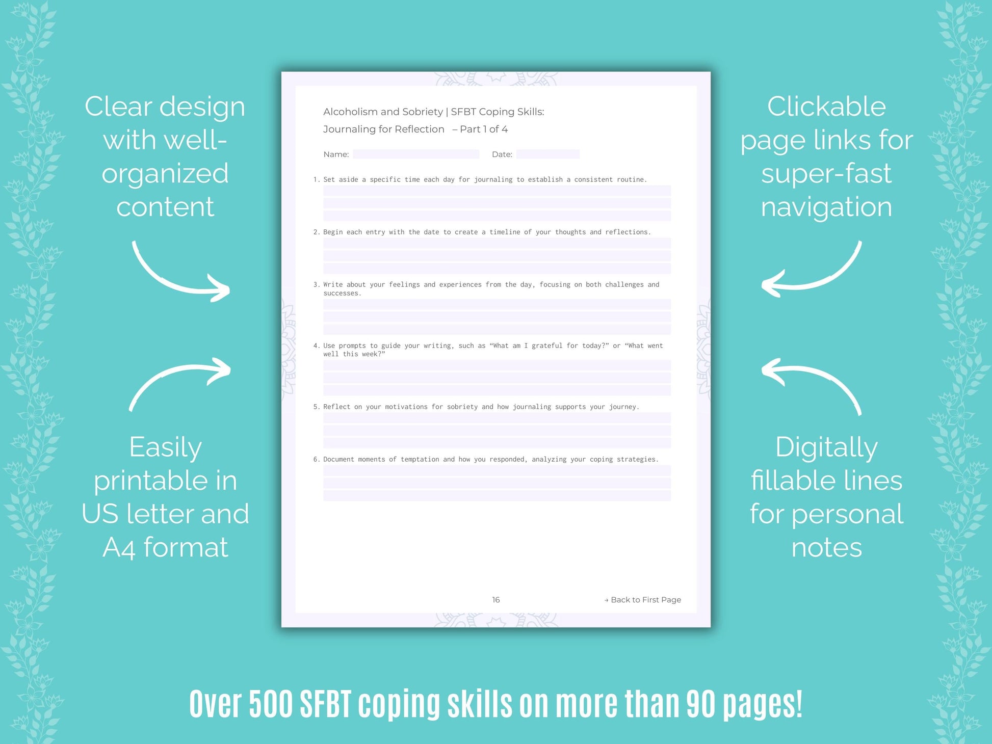 Alcoholism and Sobriety Solution-Focused Brief Therapy (SFBT) Counseling Templates