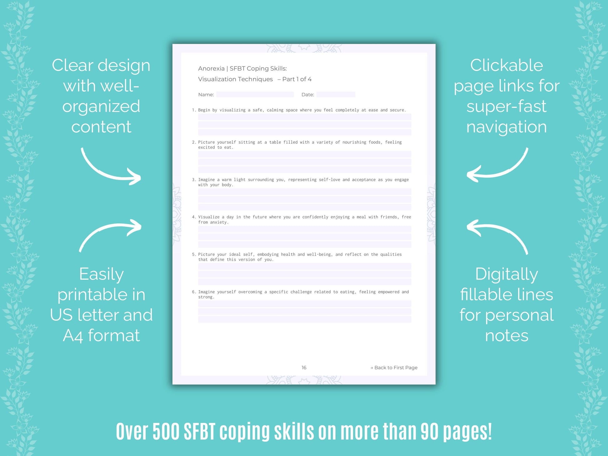 Anorexia Solution-Focused Brief Therapy (SFBT) Counseling Templates