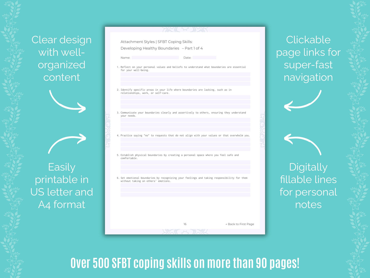 Attachment Styles Solution-Focused Brief Therapy (SFBT) Counseling Templates