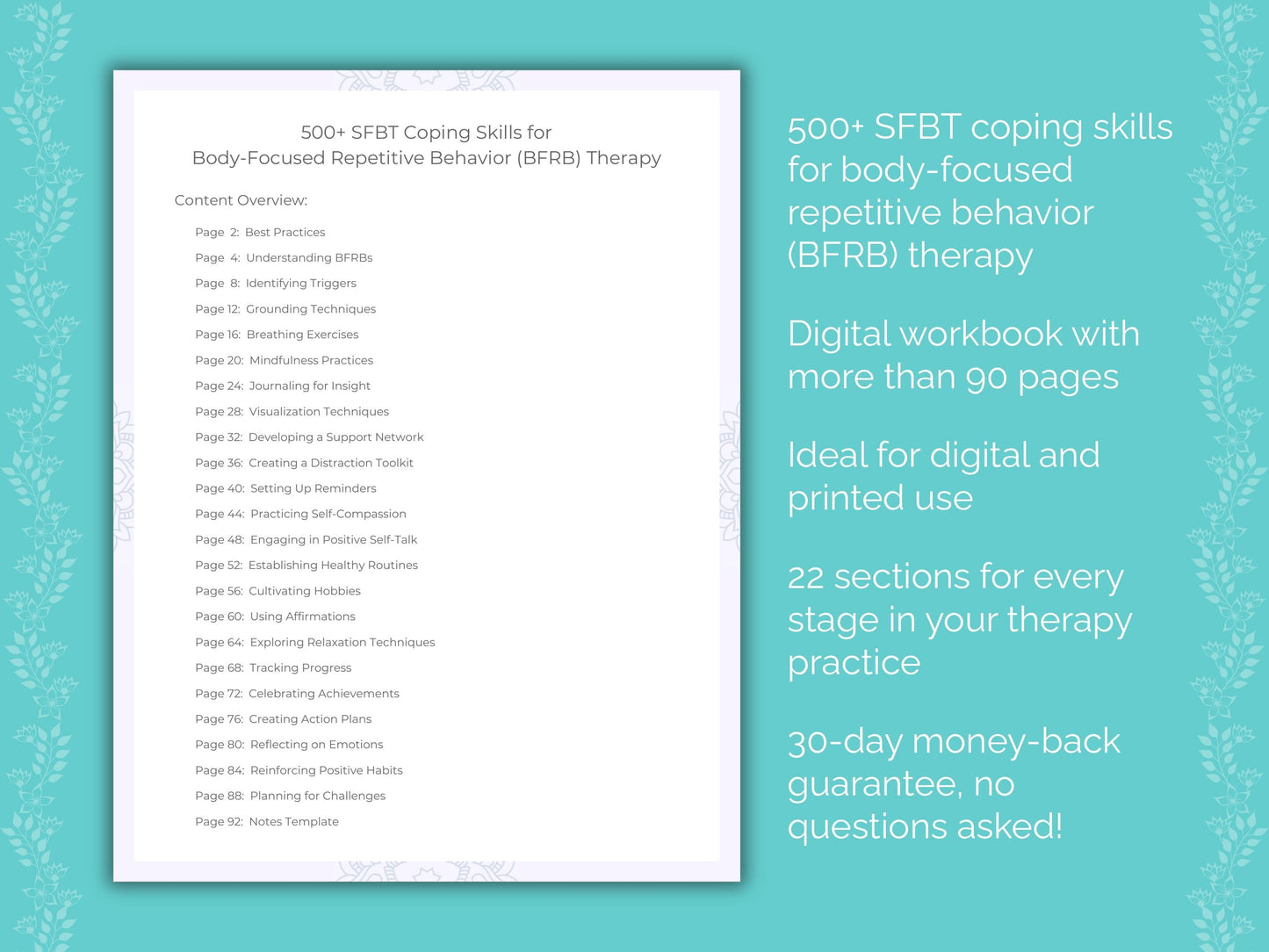 Body-Focused Repetitive Behavior (BFRB) Solution-Focused Brief Therapy (SFBT) Therapist Worksheets