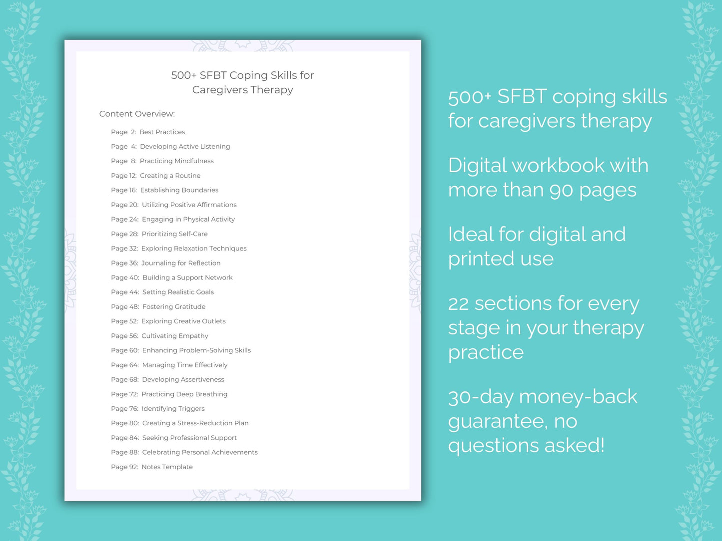 Caregivers Solution-Focused Brief Therapy (SFBT) Therapist Worksheets