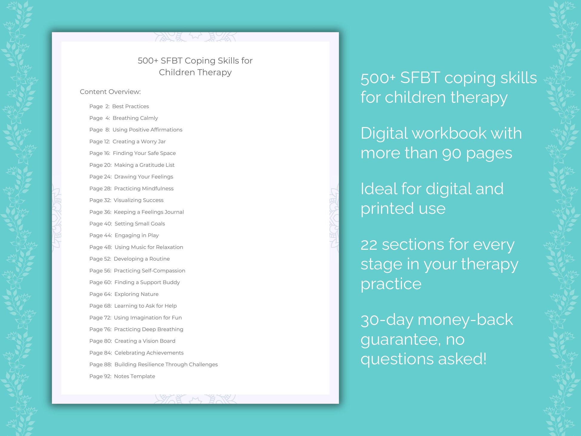 Children Solution-Focused Brief Therapy (SFBT) Therapist Worksheets