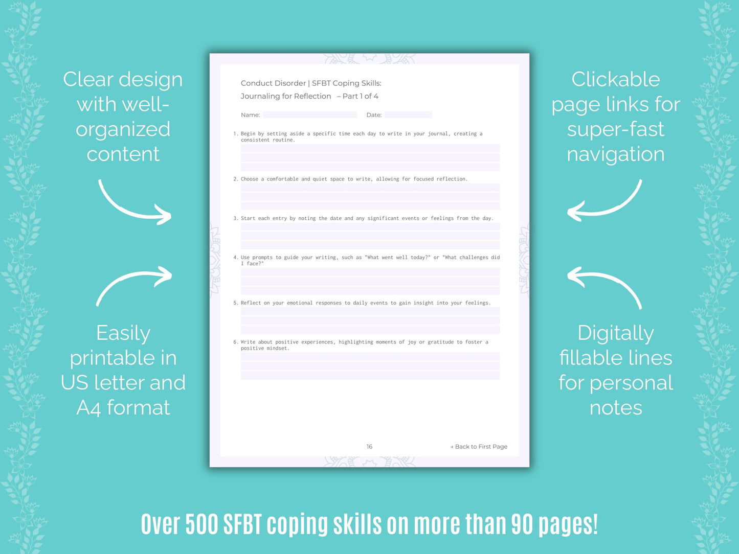 Conduct Disorder Solution-Focused Brief Therapy (SFBT) Counseling Templates