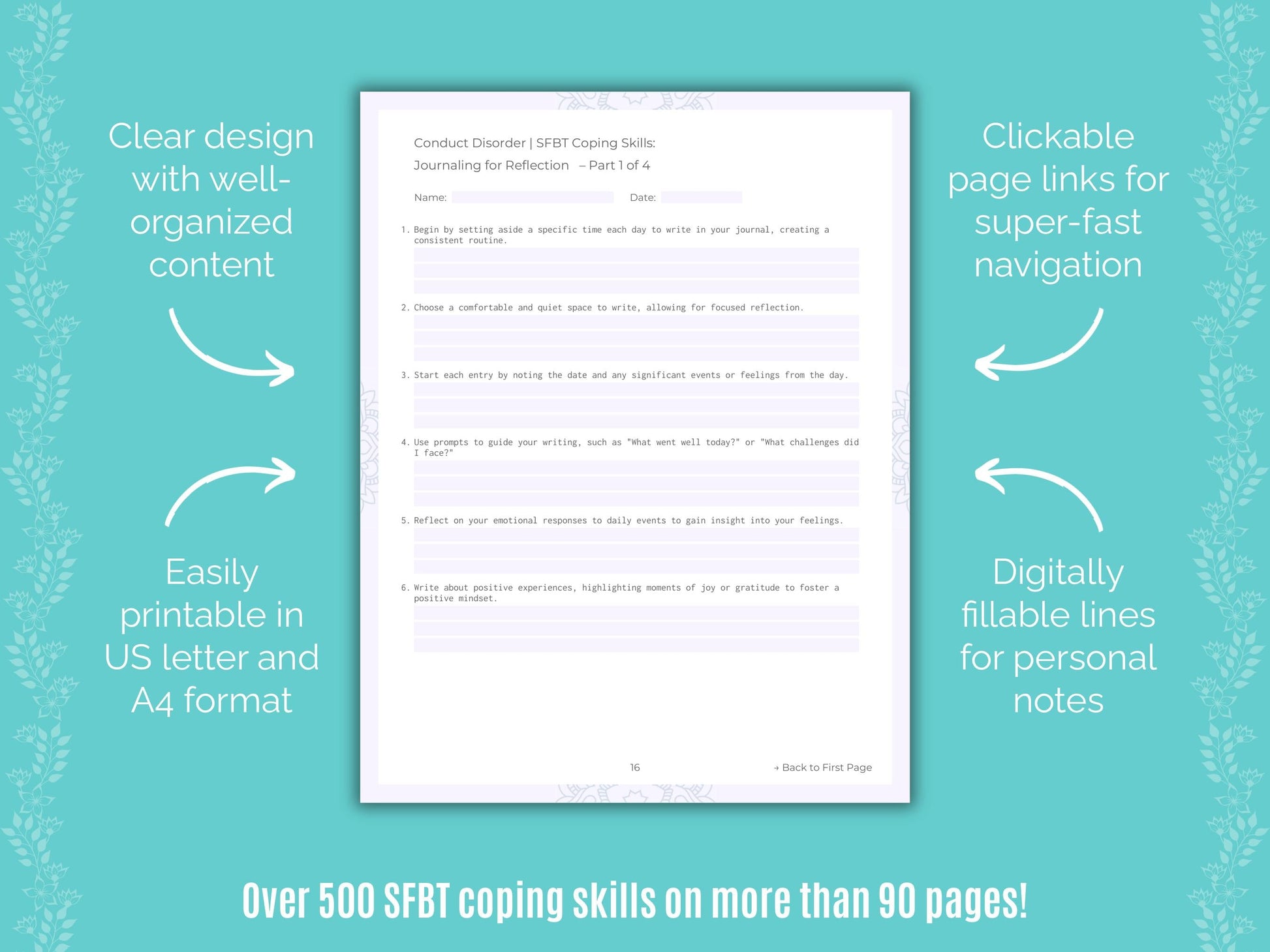 Conduct Disorder Solution-Focused Brief Therapy (SFBT) Counseling Templates