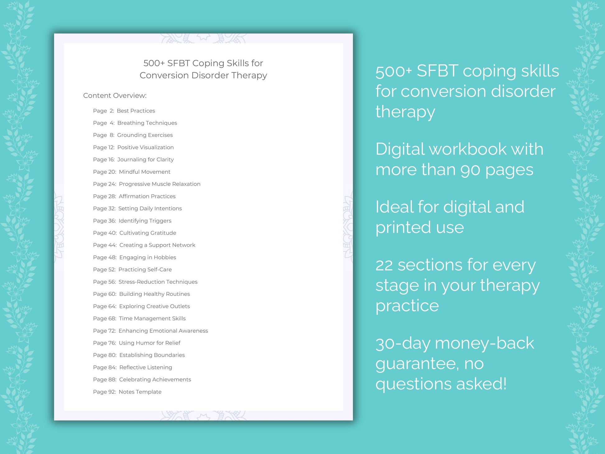 Conversion Disorder Solution-Focused Brief Therapy (SFBT) Therapist Worksheets