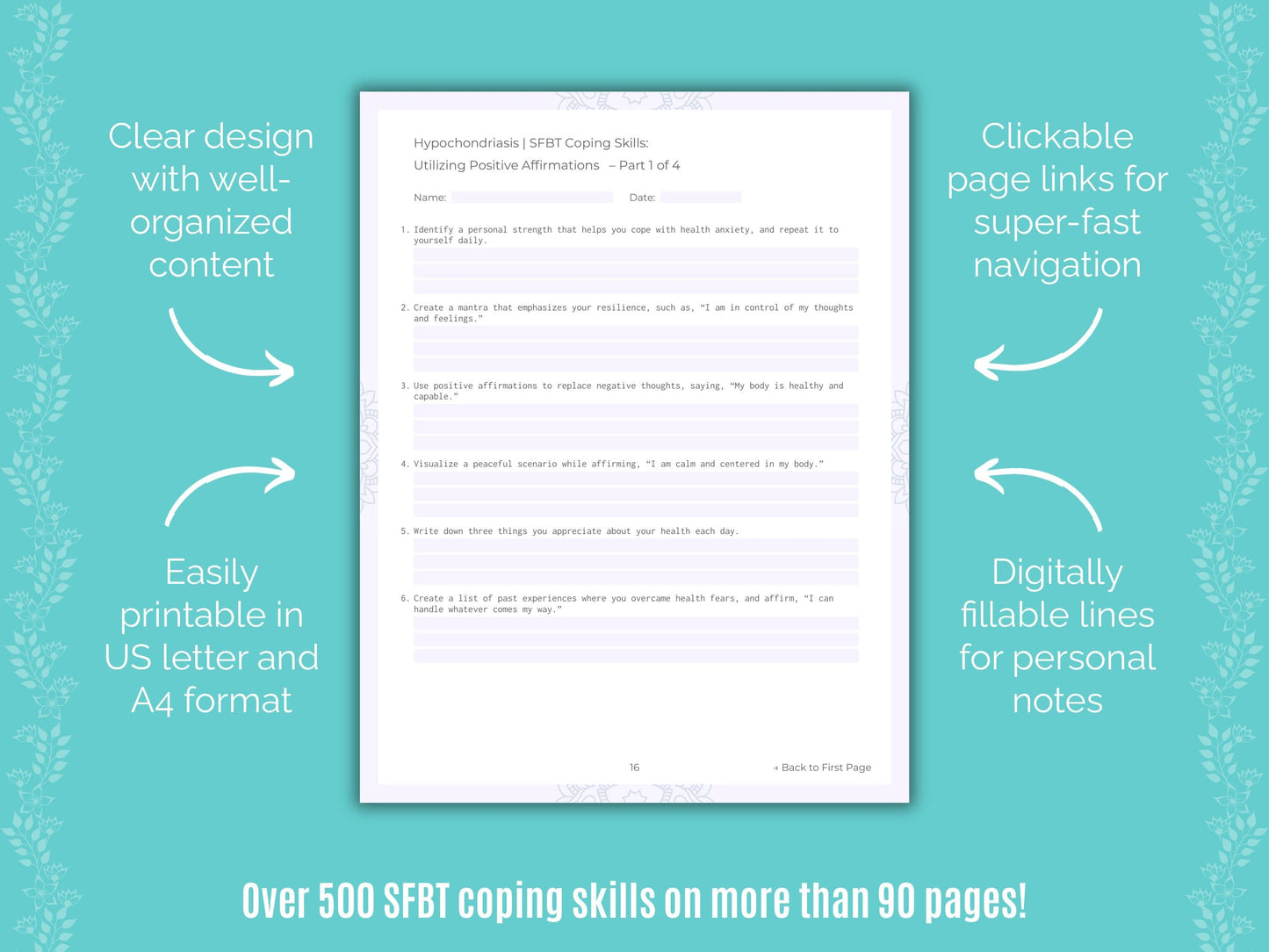 Hypochondriasis Solution-Focused Brief Therapy (SFBT) Counseling Templates