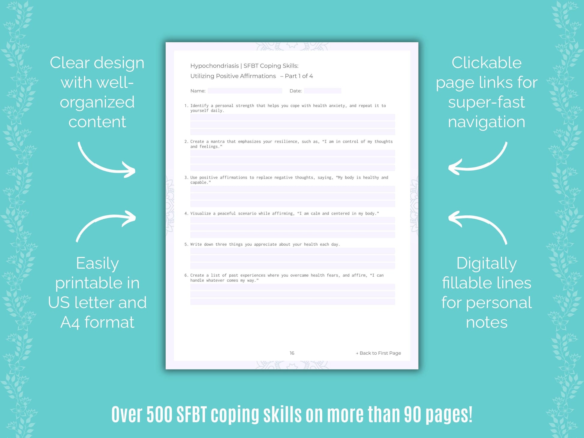 Hypochondriasis Solution-Focused Brief Therapy (SFBT) Counseling Templates