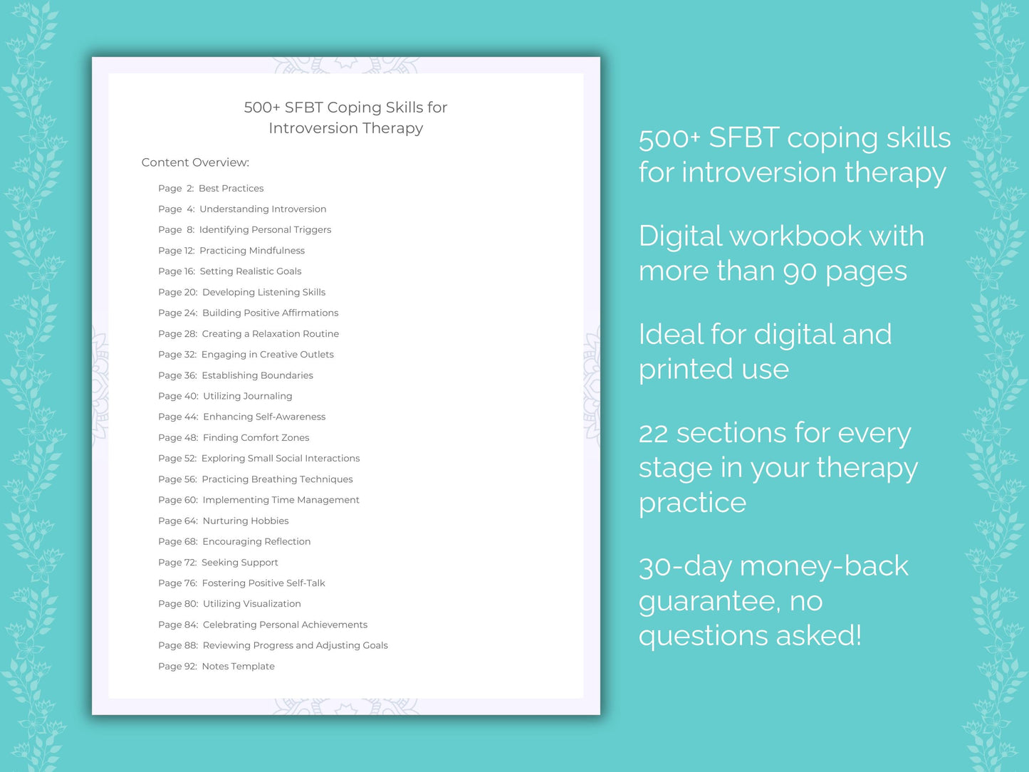 Introversion Solution-Focused Brief Therapy (SFBT) Therapist Worksheets