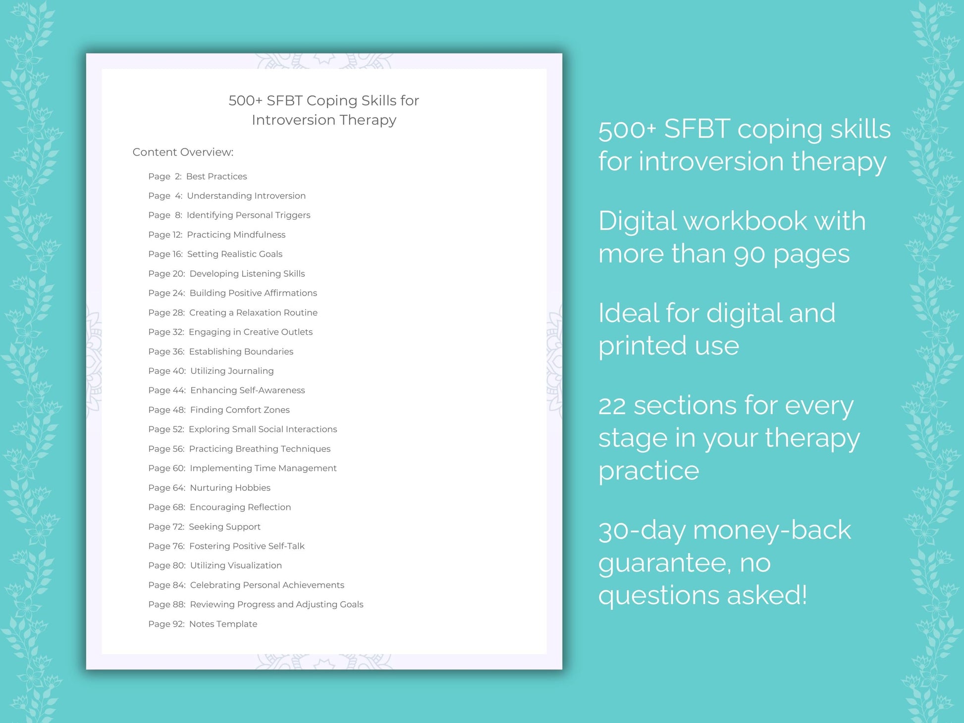 Introversion Solution-Focused Brief Therapy (SFBT) Therapist Worksheets