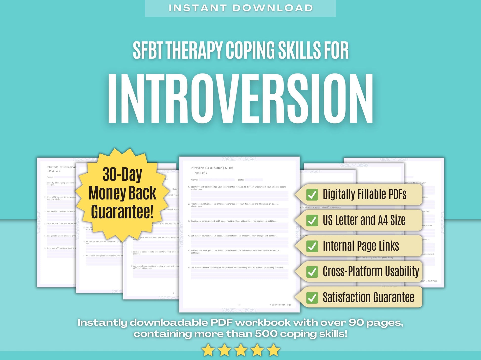 Introversion Solution-Focused Brief Therapy (SFBT) Psychology Workbooks