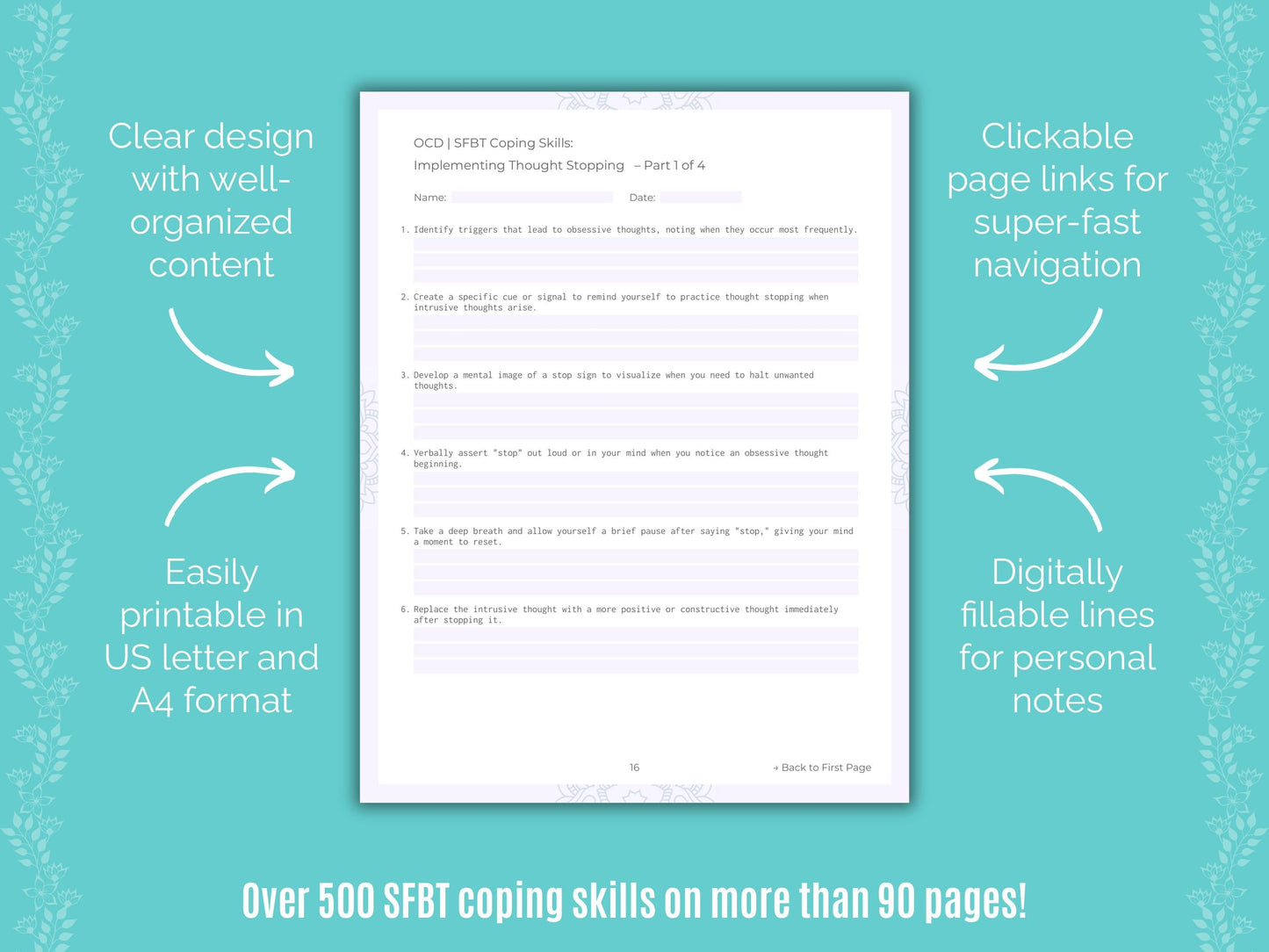 Obsessive-Compulsive Disorder (OCD) Solution-Focused Brief Therapy (SFBT) Counseling Templates