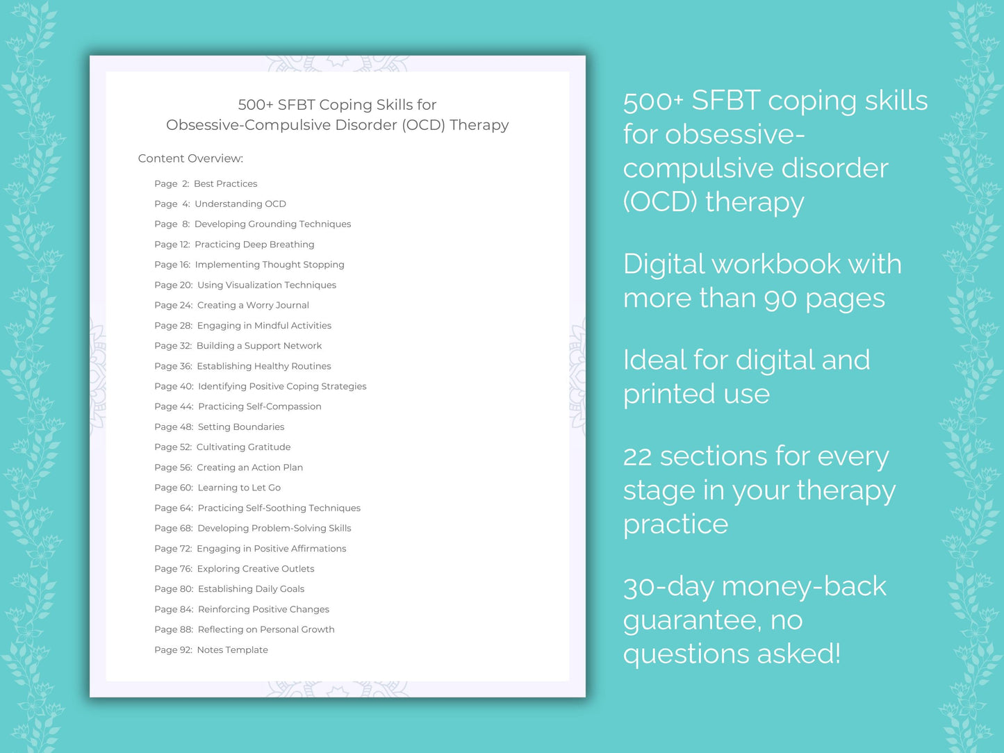 Obsessive-Compulsive Disorder (OCD) Solution-Focused Brief Therapy (SFBT) Therapist Worksheets