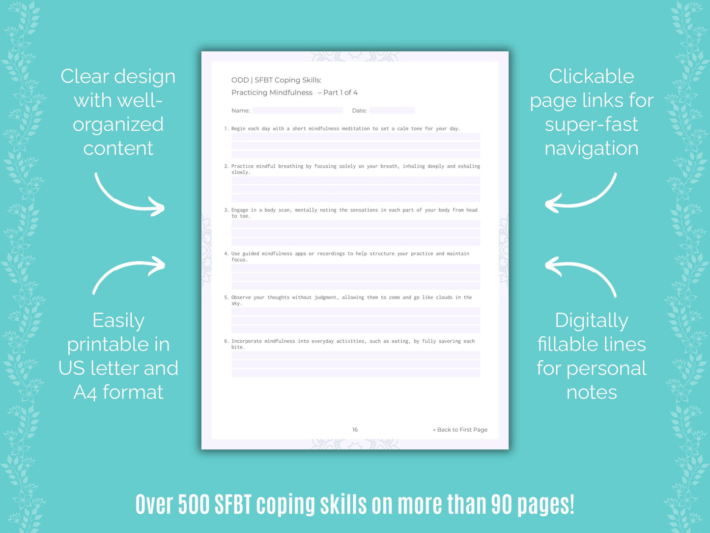 Oppositional Defiant Disorder (ODD) Solution-Focused Brief Therapy (SFBT) Counseling Templates