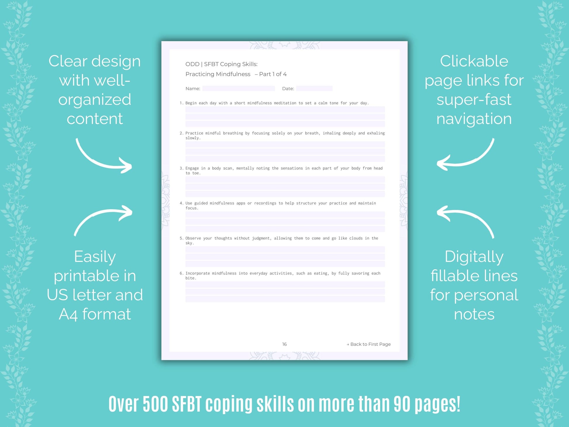 Oppositional Defiant Disorder (ODD) Solution-Focused Brief Therapy (SFBT) Counseling Templates