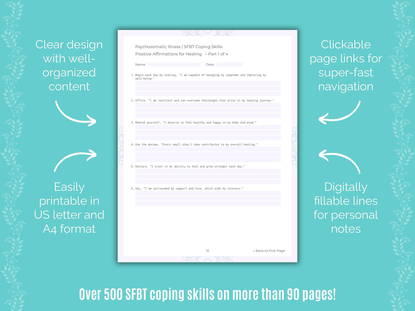 Psychosomatic Illness Solution-Focused Brief Therapy (SFBT) Counseling Templates