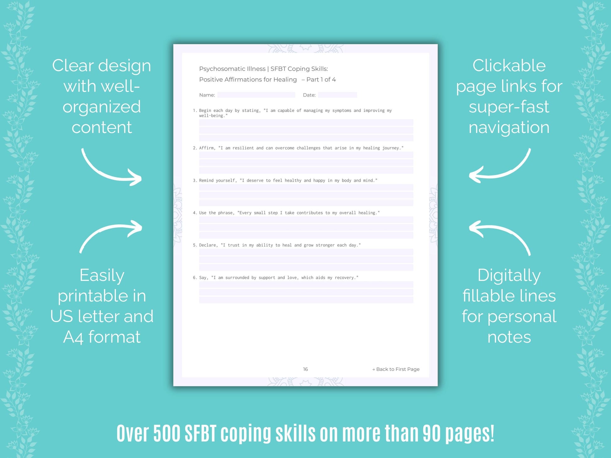 Psychosomatic Illness Solution-Focused Brief Therapy (SFBT) Counseling Templates