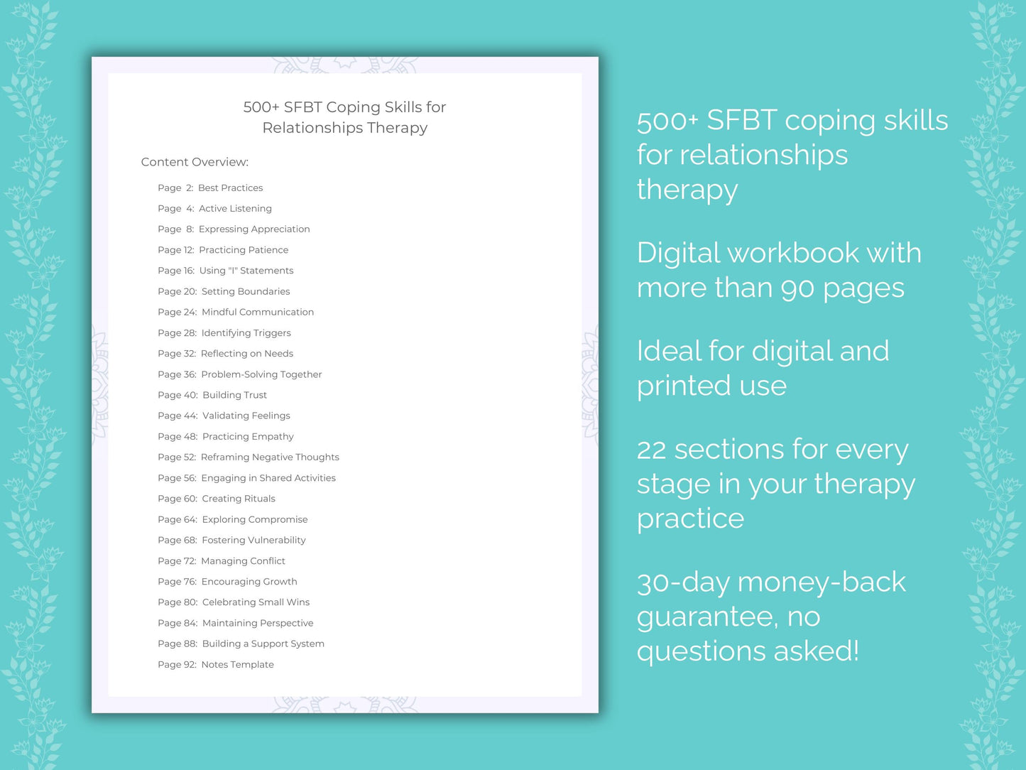 Relationships Solution-Focused Brief Therapy (SFBT) Therapist Worksheets