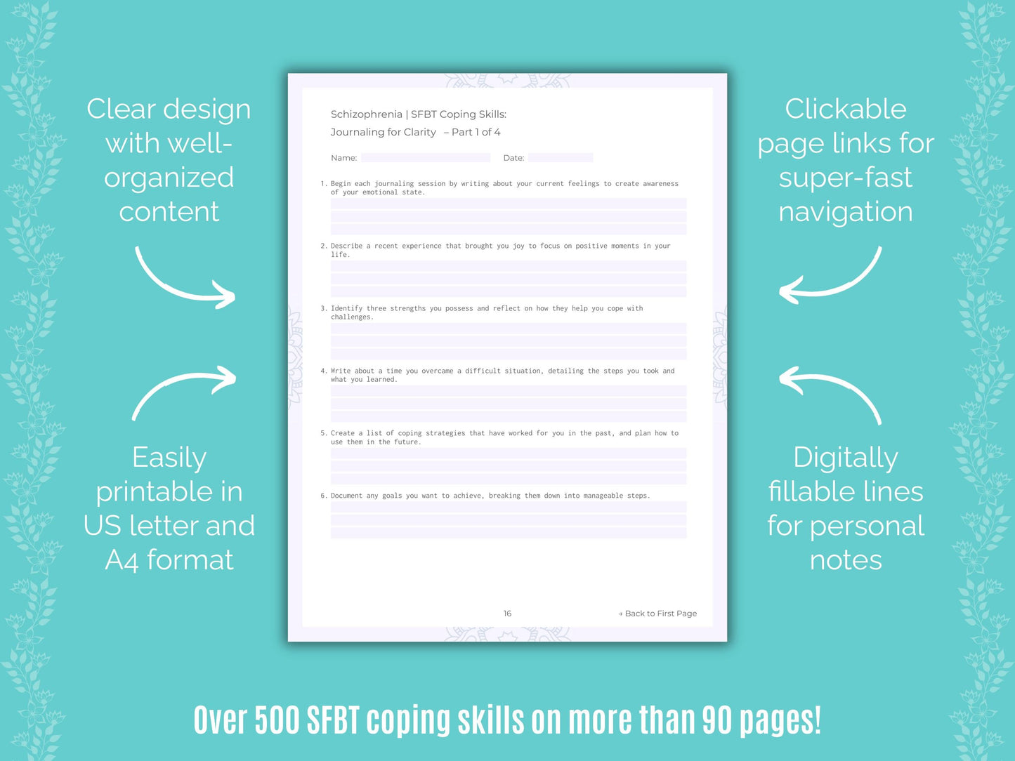 Schizophrenia Solution-Focused Brief Therapy (SFBT) Counseling Templates