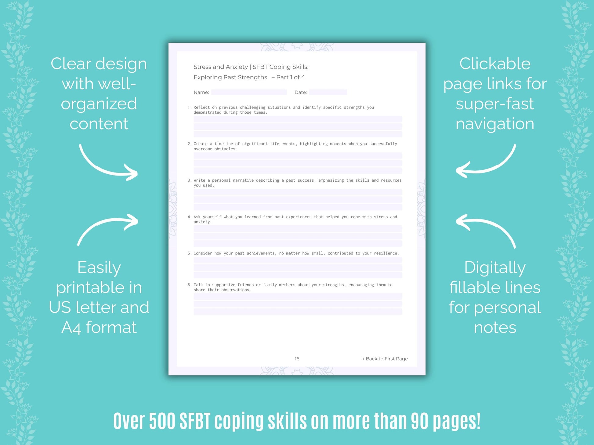 Stress and Anxiety Solution-Focused Brief Therapy (SFBT) Counseling Templates